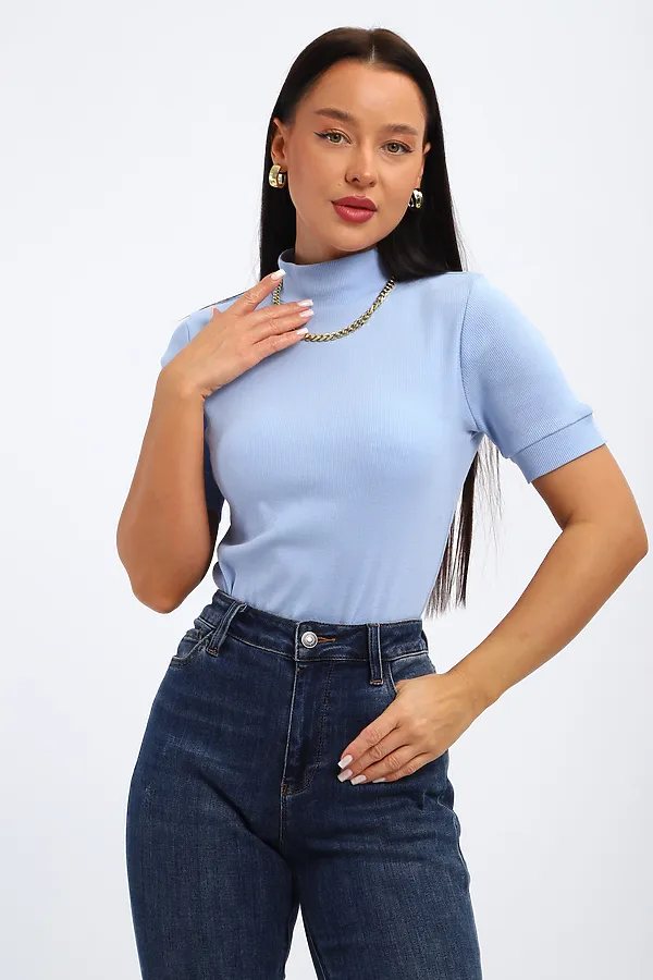 Водолазка с коротким рукавом 32105 НАТАЛИ, голубой - фото 2