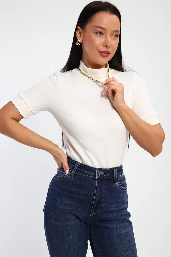 Водолазка с коротким рукавом 32105 НАТАЛИ, кремовый - фото 2