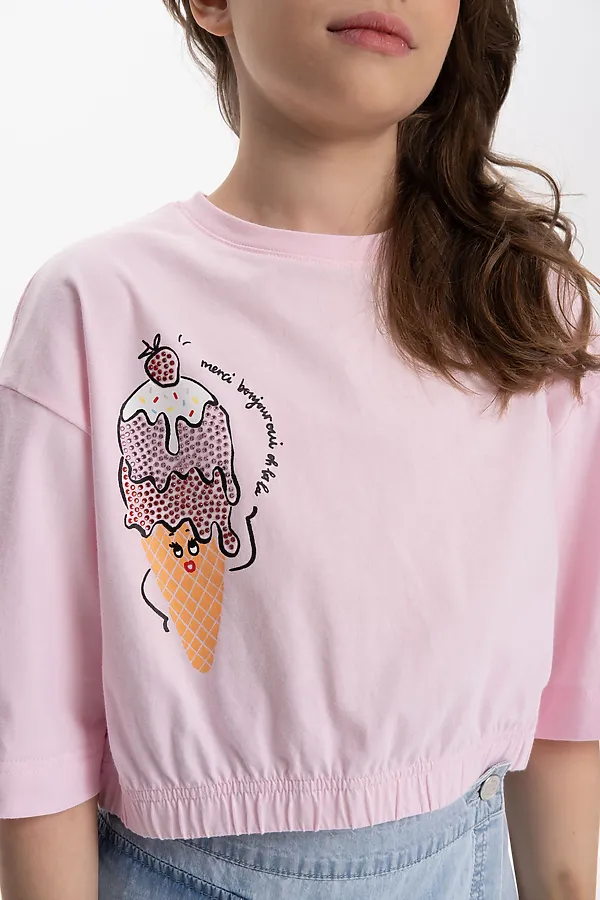 Футболка-топ для девочек PELICAN, бледно-розовый - фото 2