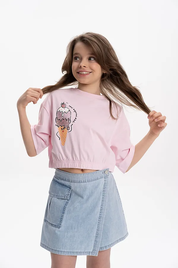 Футболка-топ для девочек PELICAN, бледно-розовый - фото 2