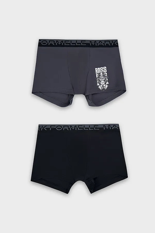 Трусы мужские (2шт) MARK FORMELLE, графит +черный +печать - фото 2