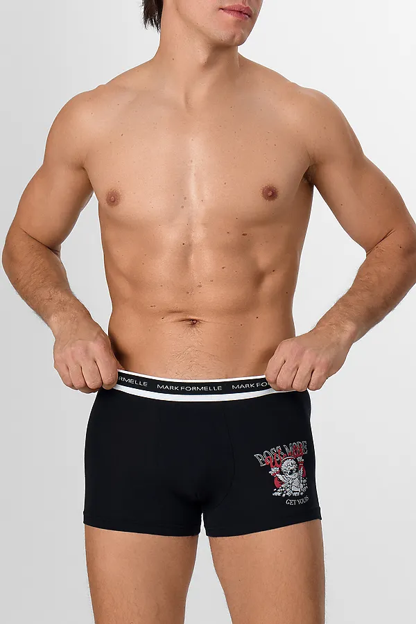 Трусы мужские MARK FORMELLE, черный +печать3 - фото 2