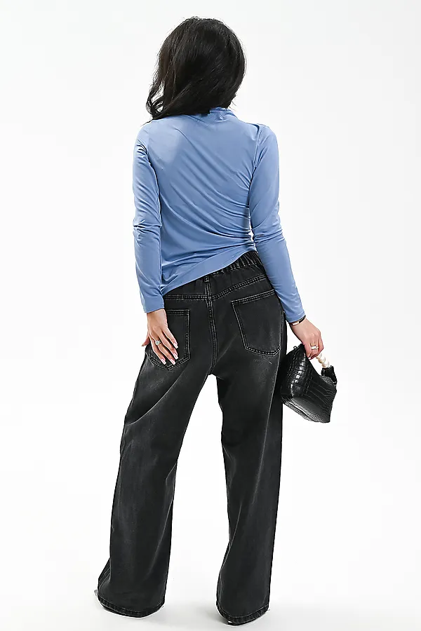 Лонгслив с драпировкой НАТАЛИ, голубой - фото 2