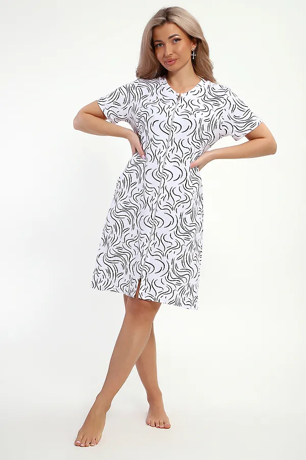 Халат 5719 НАТАЛИ, белый с узорами - фото 2