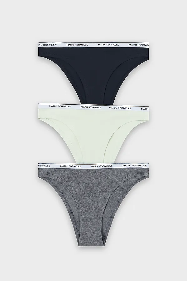 Трусы женские (3шт.) MARK FORMELLE, т.серый меланж 4348-f +мятный +черный - фото 2