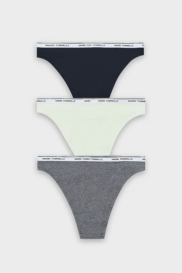 Трусы женские (3шт.) MARK FORMELLE, т.серый меланж 4348-f +мятный +черный - фото 2
