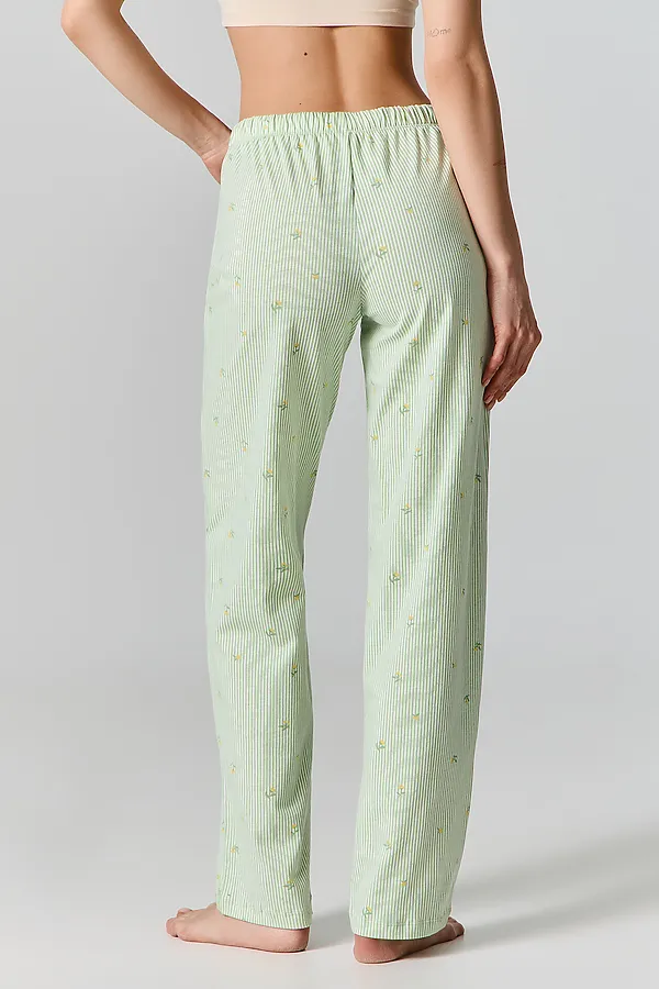 Брюки женские MARK FORMELLE, цветы на зеленой полоске - фото 2