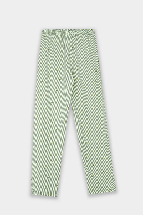 Брюки женские MARK FORMELLE, цветы на зеленой полоске - фото 2