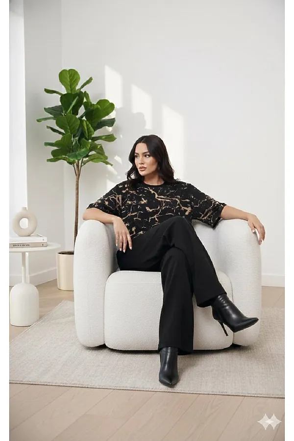 Костюм с брюками с брюками и футболкой 411 НАТАЛИ, черный - фото 2