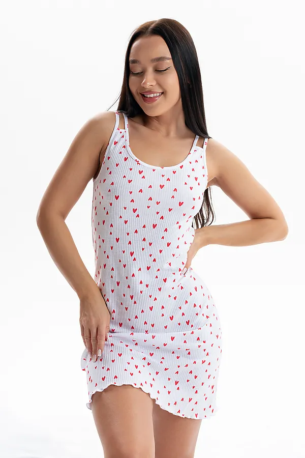 Сорочка 00029 НАТАЛИ, белый с сердечками - фото 2