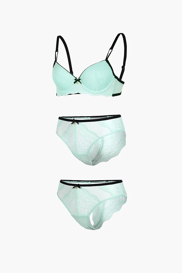 	Комплект (Бюстгальтер+Трусы, 2 шт.) INDEFINI, изумрудный - фото 2