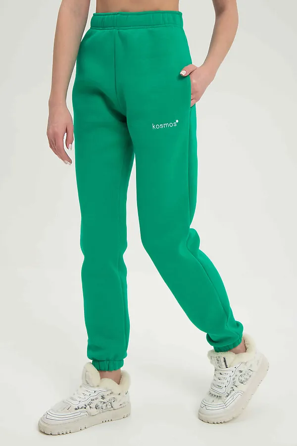 Брюки джоггеры женские зеленые с начесом KOSMOS, зеленый - фото 2