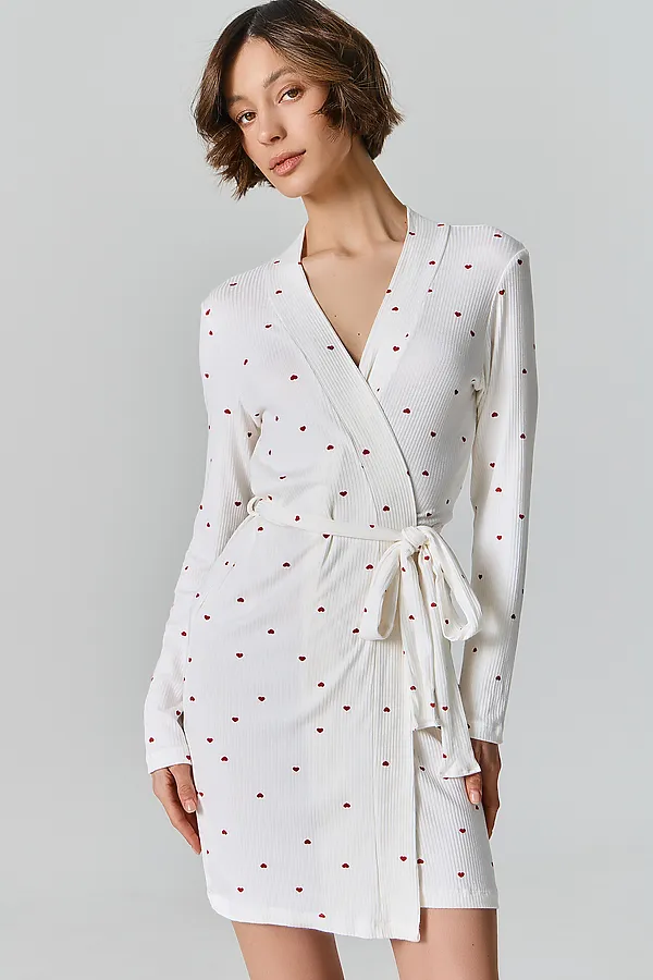 Халат женский MARK FORMELLE, сердечки на белом - фото 2