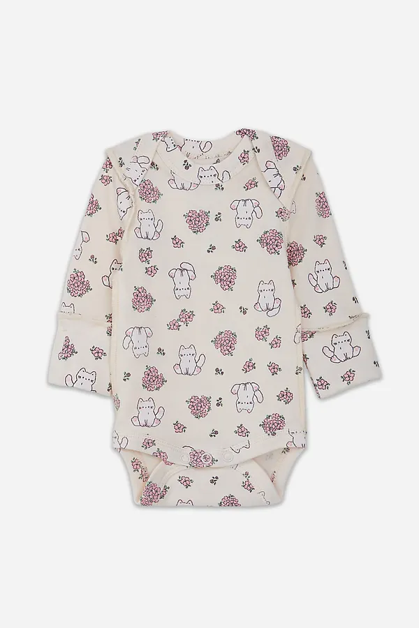 Боди детское (3шт.) MARK FORMELLE, молочный +котики с цветами на молочном +цветочки на розовом - фото 2