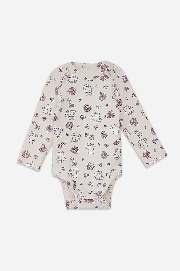 Боди детское (3шт.) MARK FORMELLE, молочный +котики с цветами на молочном +цветочки на розовом - фото 2