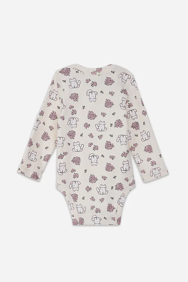 Боди детское (3шт.) MARK FORMELLE, молочный +котики с цветами на молочном +цветочки на розовом - фото 2