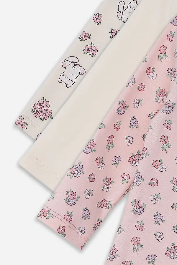 Боди детское (3шт.) MARK FORMELLE, молочный +котики с цветами на молочном +цветочки на розовом - фото 2