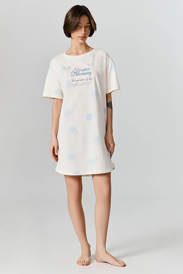 Сорочка ночная женская MARK FORMELLE, цветы на молочном1 - фото 2