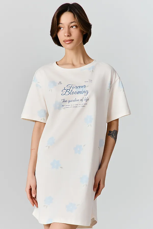Сорочка ночная женская MARK FORMELLE, цветы на молочном1 - фото 2