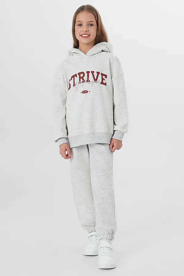 Комплект для девочек (худи, брюки) MARK FORMELLE, серый меланж 4306-а +печать4 - фото 2