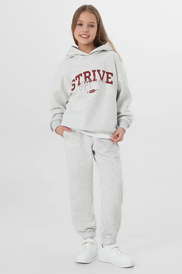 Комплект для девочек (худи, брюки) MARK FORMELLE, серый меланж 4306-а +печать4 - фото 2