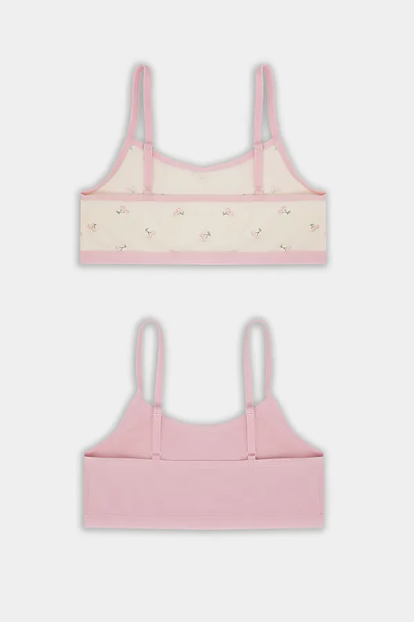 Топ для девочек (2шт.) MARK FORMELLE, персиковые вишенки на молочном +розовый - фото 2