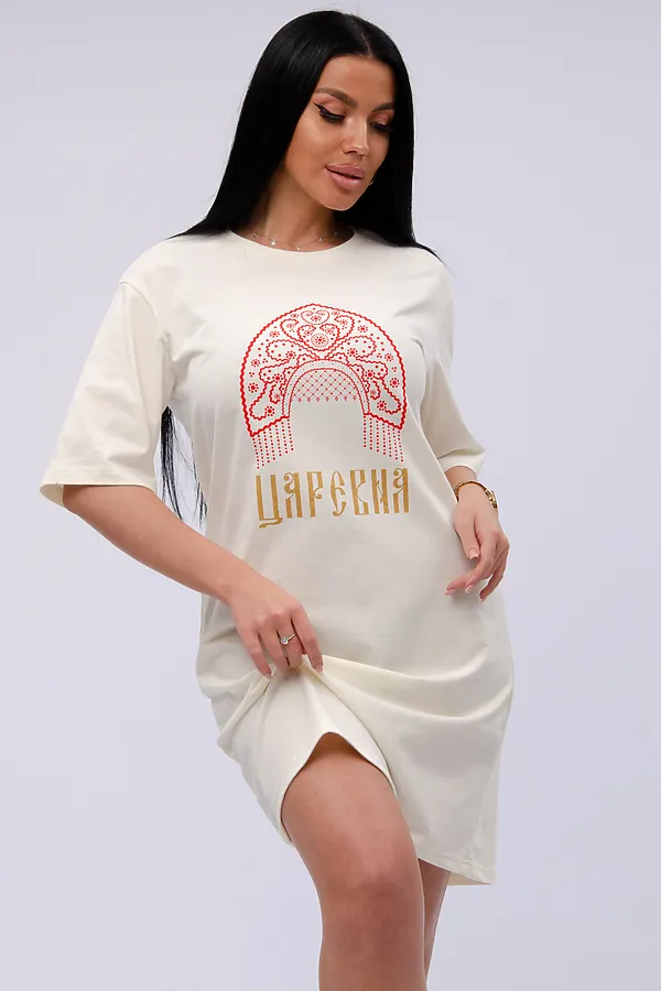 Сорочка Царевна НАТАЛИ, молоко - фото 2