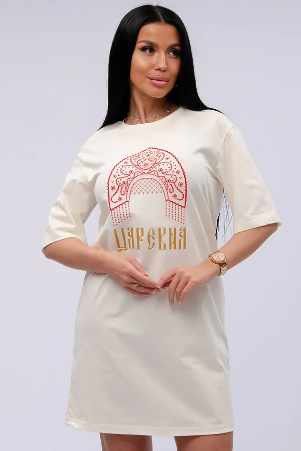 Сорочка Царевна НАТАЛИ, молоко - фото 2