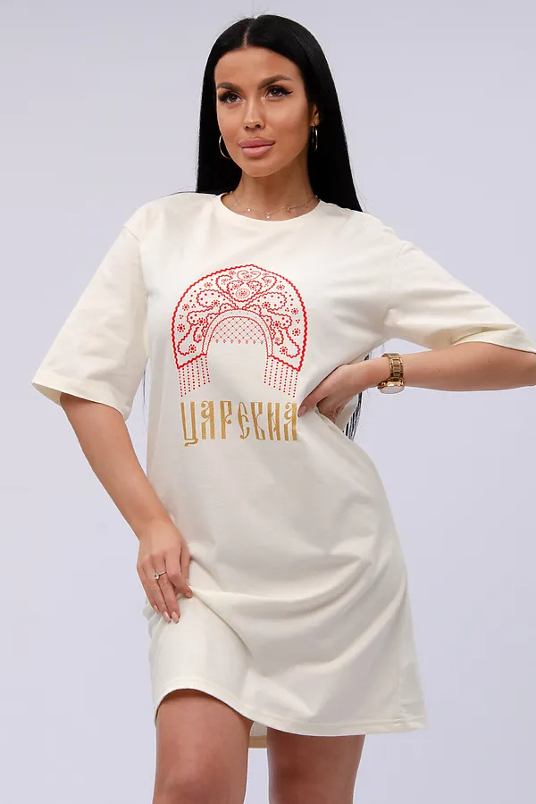 Сорочка Царевна НАТАЛИ, молоко - фото 2