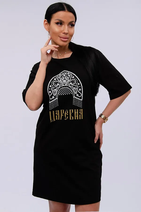 Сорочка Царевна НАТАЛИ, черная - фото 2