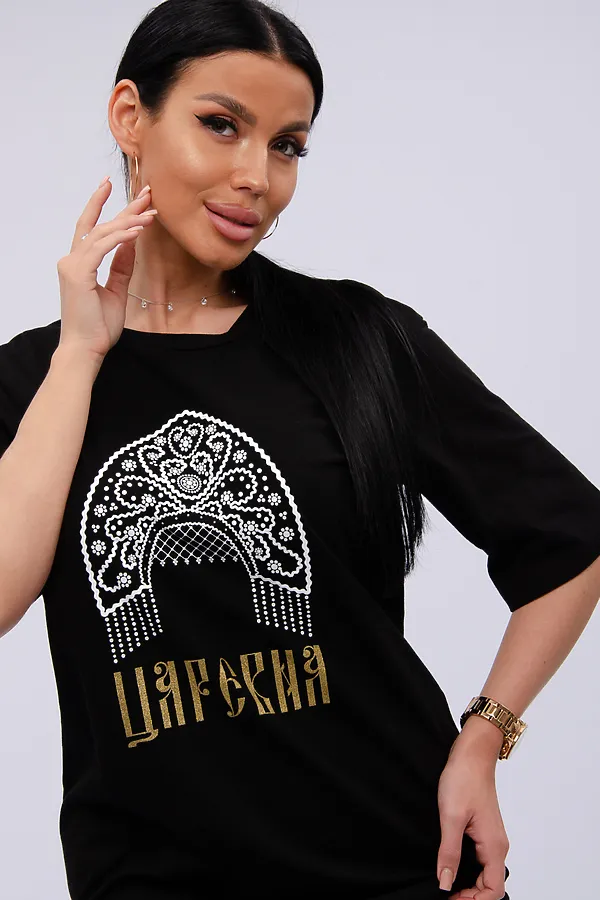 Сорочка Царевна НАТАЛИ, черная - фото 2