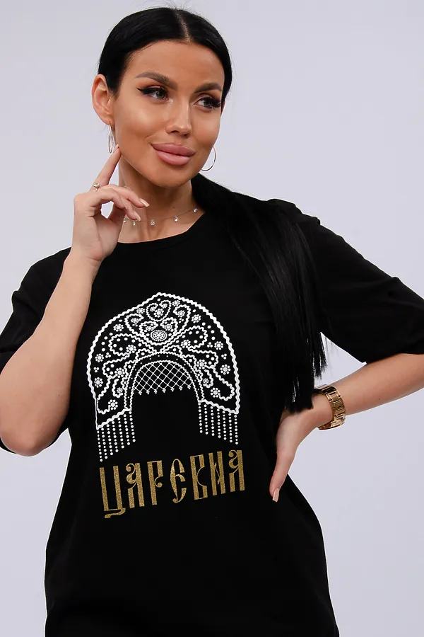 Сорочка Царевна НАТАЛИ, черная - фото 2