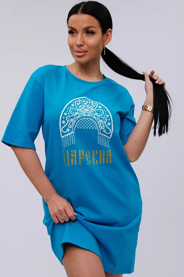 Сорочка Царевна НАТАЛИ, синяя - фото 2