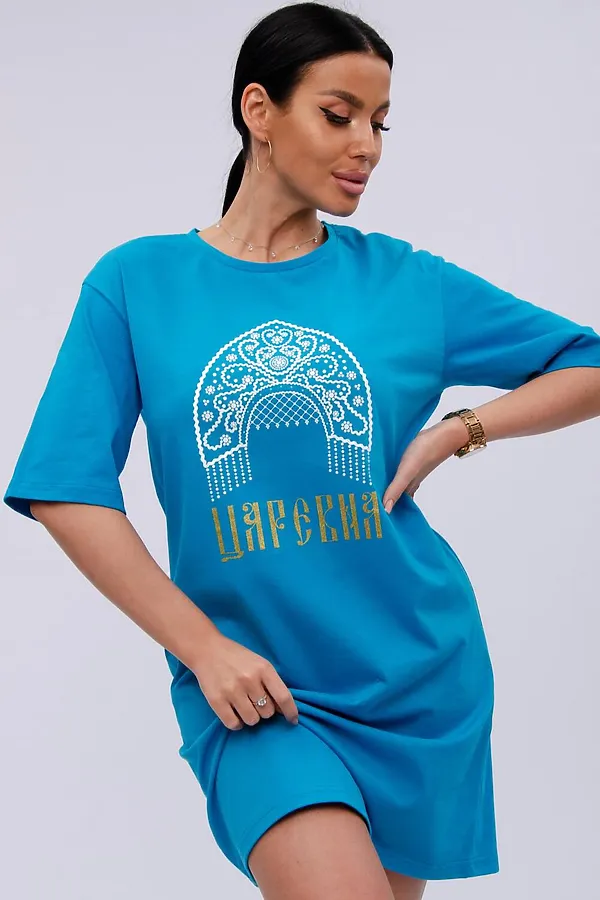 Сорочка Царевна НАТАЛИ, синяя - фото 2