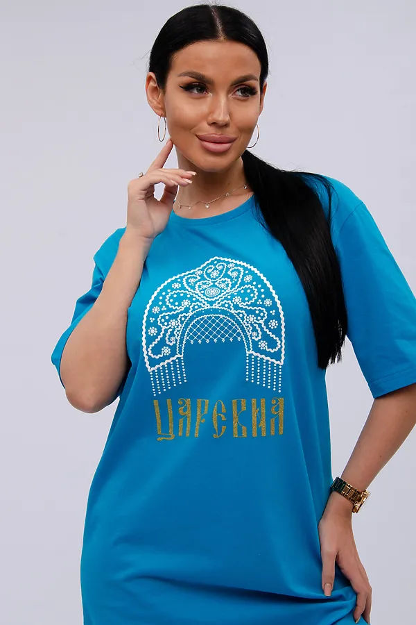 Сорочка Царевна НАТАЛИ, синяя - фото 2