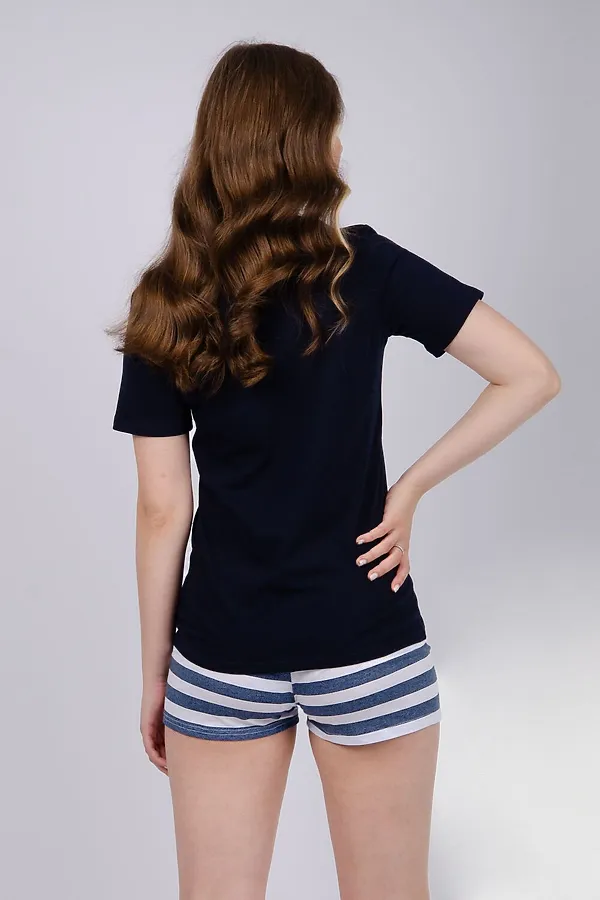 Пижама с шортами Ромашка НАТАЛИ, черный - фото 2