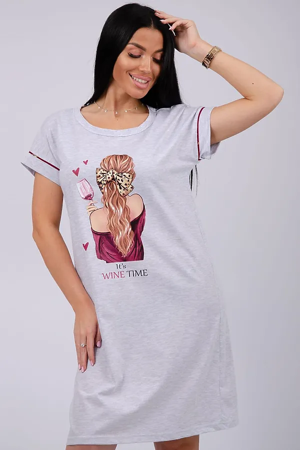 Сорочка Мореллино НАТАЛИ, светло-серый меланж - фото 2