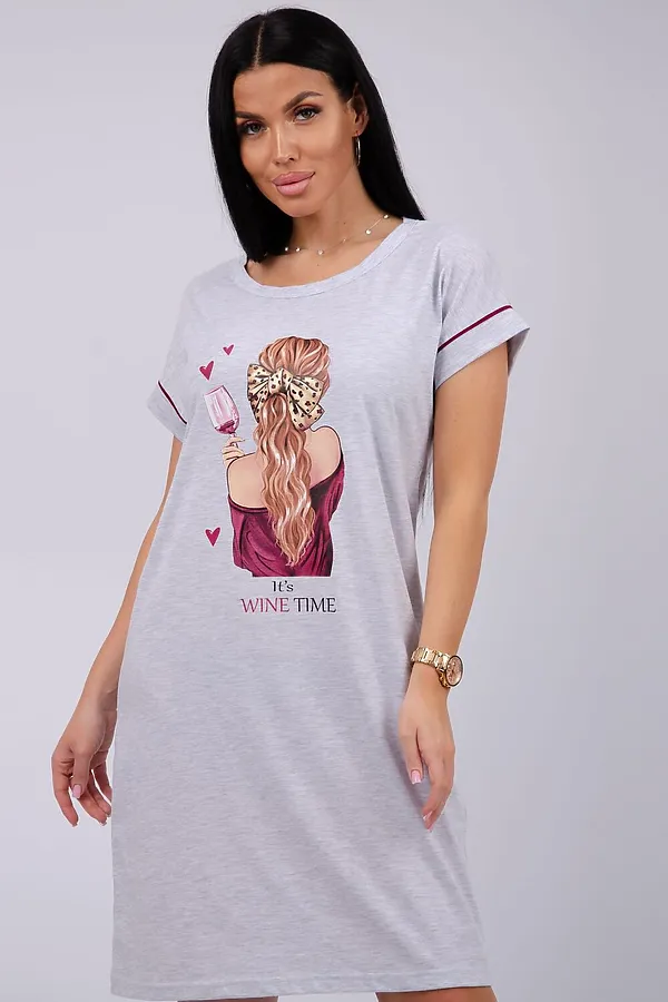 Сорочка Мореллино НАТАЛИ, светло-серый меланж - фото 2