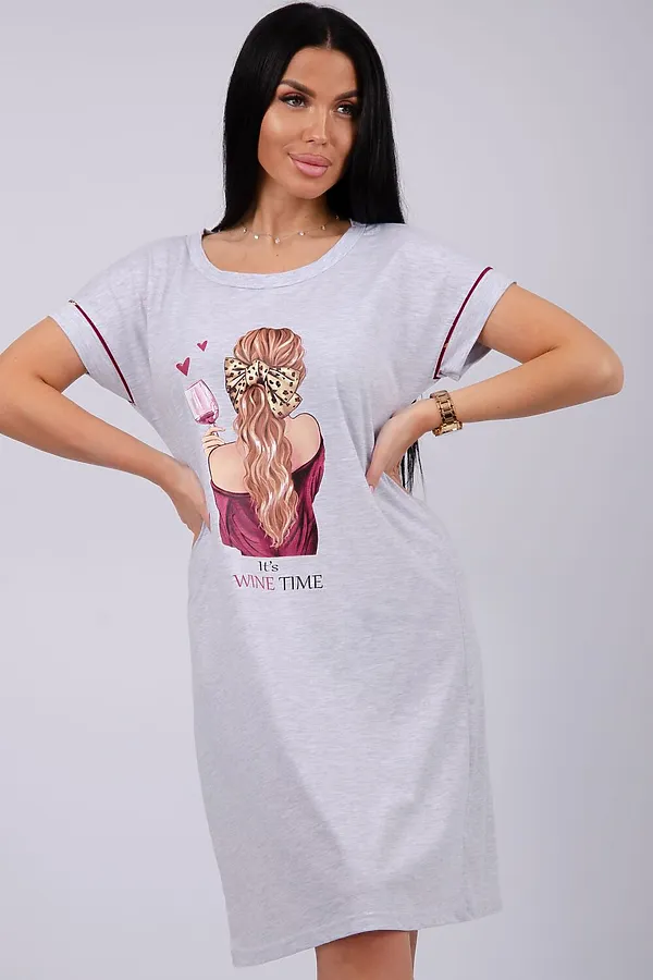 Сорочка Мореллино НАТАЛИ, светло-серый меланж - фото 2