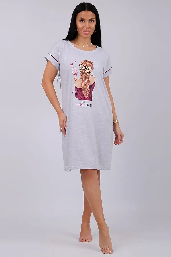 Сорочка Мореллино НАТАЛИ, светло-серый меланж - фото 2