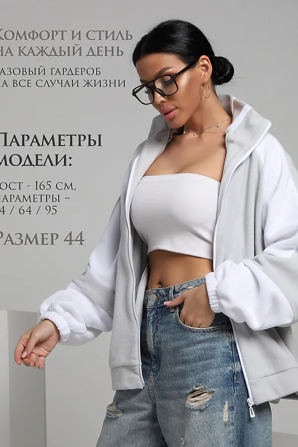 Толстовка ТФЛ01 НАТАЛИ, серый,белый - фото 2