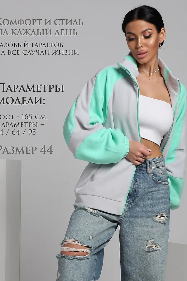 Толстовка ТФЛ01 НАТАЛИ, серый-мята - фото 2