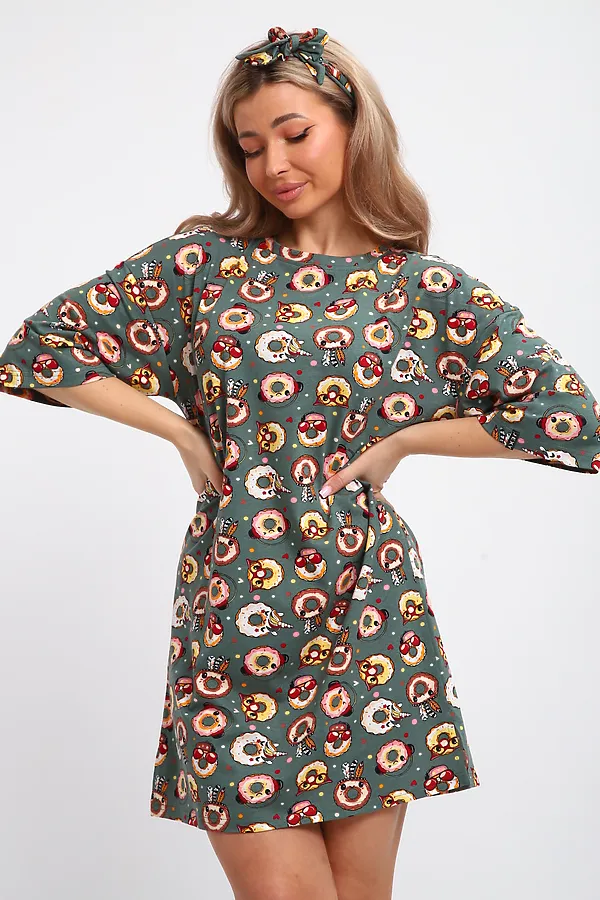 Туника ТПК-01 Пончики НАТАЛИ, пончики зеленый - фото 2