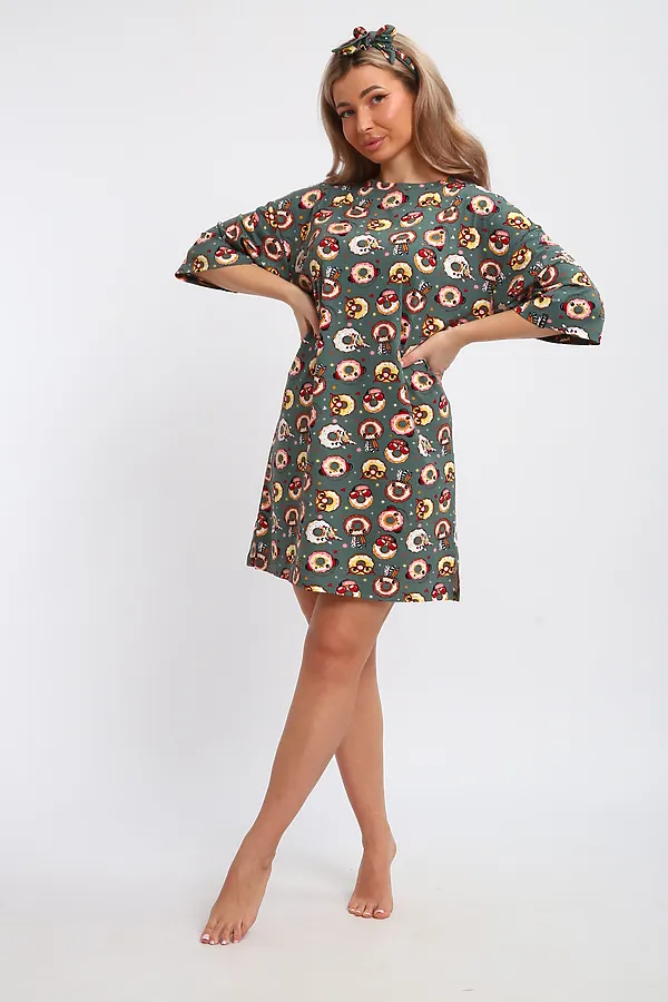 Туника ТПК-01 Пончики НАТАЛИ, пончики зеленый - фото 2