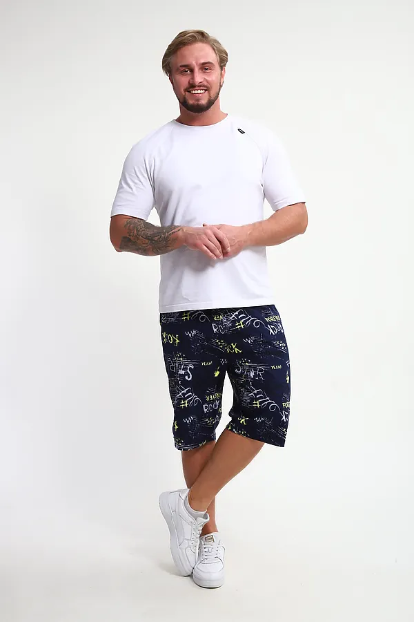 Шорты ШМ-03 НАТАЛИ, синий/желтый/белый буквы star - фото 2