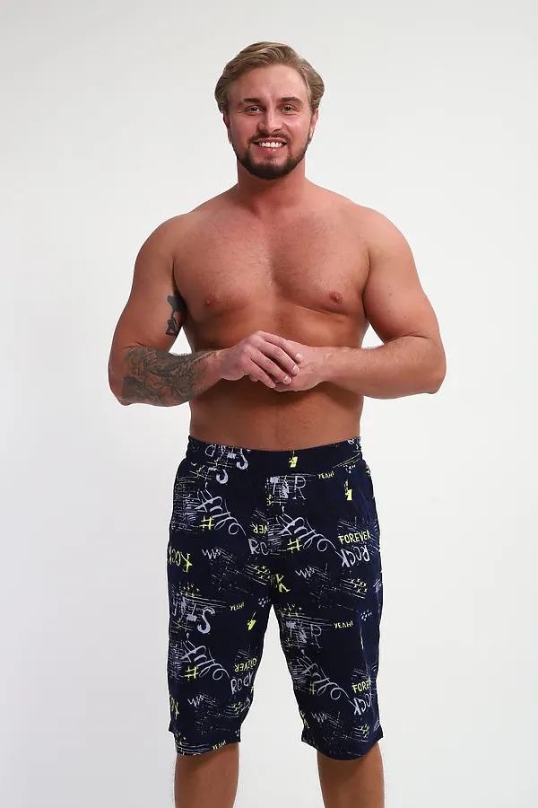 Шорты ШМ-03 НАТАЛИ, синий/желтый/белый буквы star - фото 2