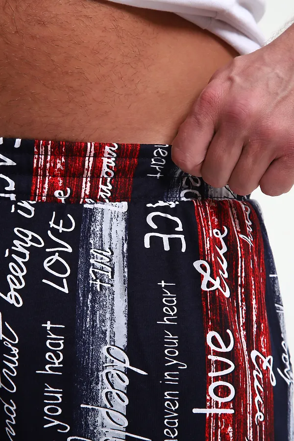 Шорты ШМ-03 НАТАЛИ, синий/красный/белый полосы с буквами love - фото 2