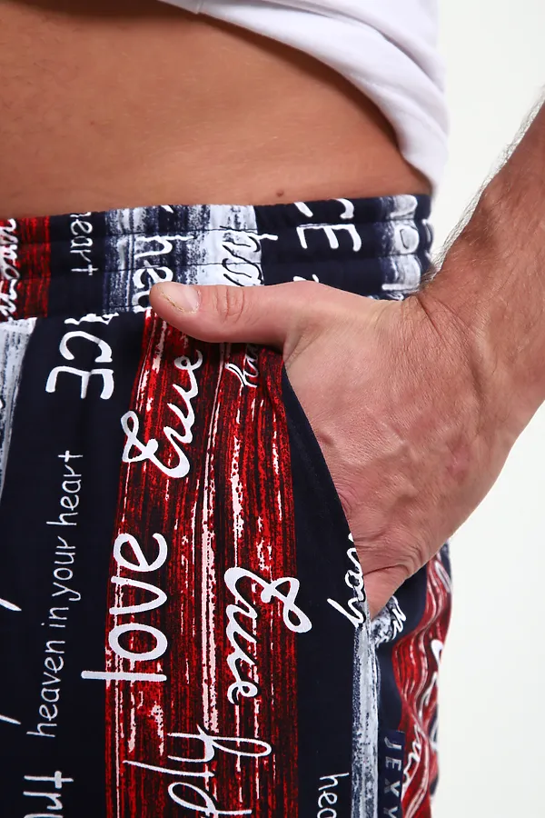 Шорты ШМ-03 НАТАЛИ, синий/красный/белый полосы с буквами love - фото 2