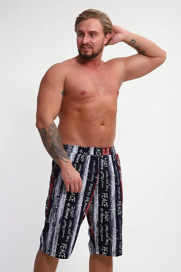 Шорты ШМ-03 НАТАЛИ, синий/красный/белый полосы с буквами love - фото 2