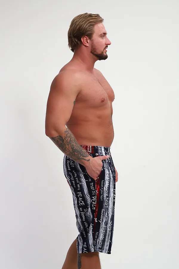 Шорты ШМ-03 НАТАЛИ, синий/красный/белый полосы с буквами love - фото 2